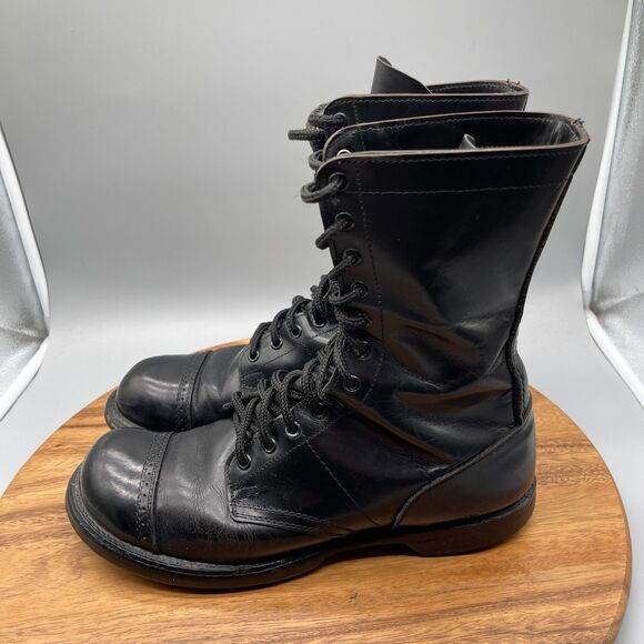 Double H Jump Boots Mens Size 10.5 D Black Leather Cap Toe Biker Work Military main image 4